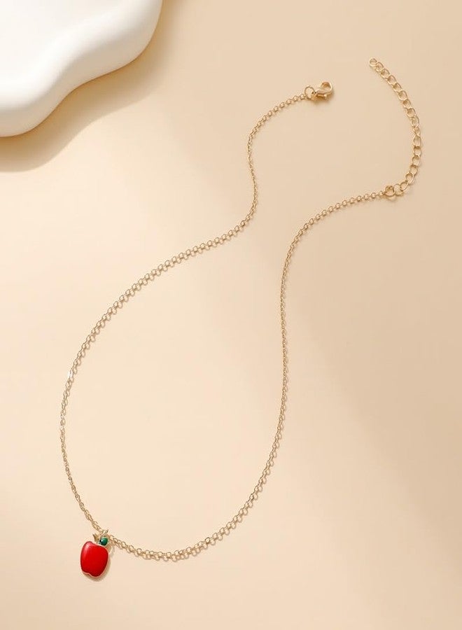 FORUBUS Red Apple Jewelry Set for Women, Includes Apple Pendant Necklace and Earrings, Perfect for Parties, Gifts, and Everyday Wear-apple - Image 3